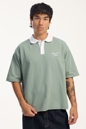 Common Need Creston Boxy Crop Polo Sage