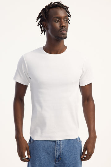 Open Archive Organic Slim Fit Form Rib Tee White