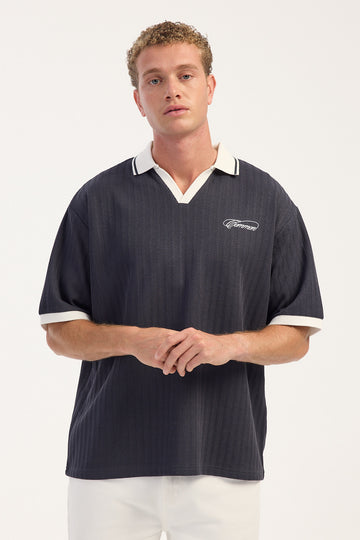 Common Need Repose Boxy Polo Off Black