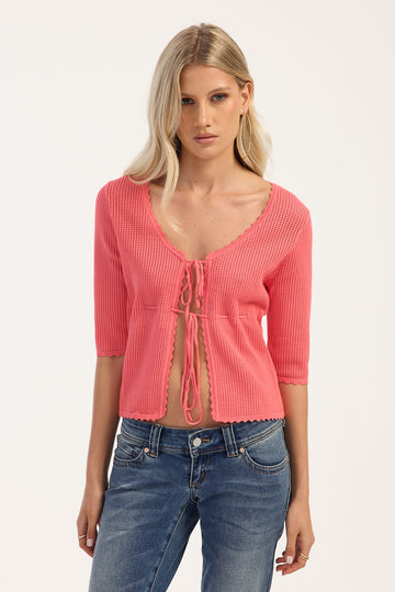 Luck + Trouble Amalie 3/4 Knit Top Watermelon