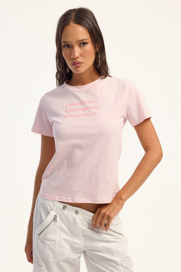 Lioness Overdressed Slogan Tee Pocket Pink