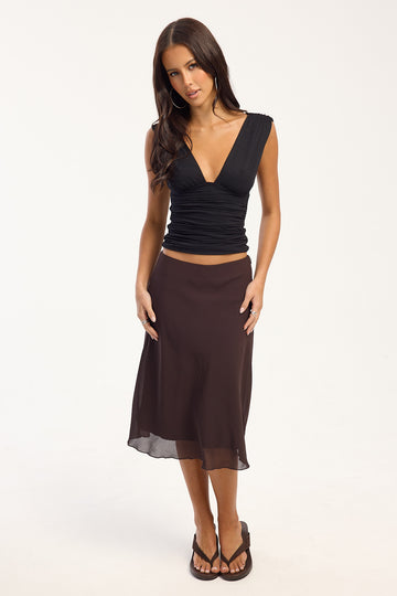 Perfect Stranger Stella Midi Skirt Brown