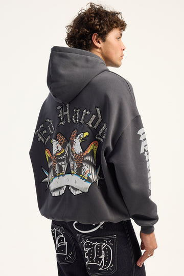 Ed Hardy Chrome Hoodie Washed Black