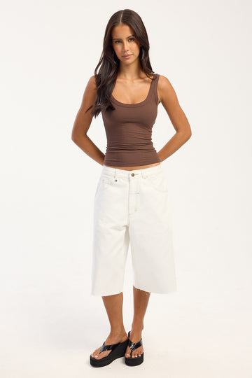 Thrills Darcy Low Rise Embro Short Vintage White