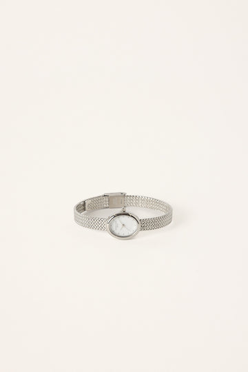 Rosefield Mini Oval Woven Mesh Strap Silver